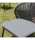 Table rectangulaire extérieur 180x100cm et 6 chaises grises et noires NOAH