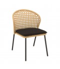 Salon de jardin table rectangulaire 180cm et 6 chaises beiges et noires NOAH