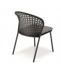 Table de jardin ronde 120cm + 4 chaises noires et grises NOAH