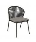 Table de jardin ronde 120cm + 4 chaises noires et grises NOAH