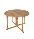 Salon de jardin avec table ronde 120cm en bois et 4 fauteuils NOAH