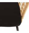 Table ronde d'extérieur 70cm + 2 fauteuils beiges et noires NOAH