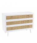 Commode blanche 3 tiroirs cannage naturel SANTO