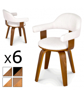 Chaise pivotante en bois et simili cuir ou tissu - Lot de 6