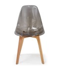 Chaise scandinave en bois et assise plexiglas - Lot de 2