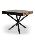 Table carrée 90cm extensible à 180cm bois clair et pied noir Livia