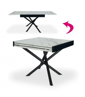 Table carrée 90cm grise effet marbre extensible à 180cm Livia