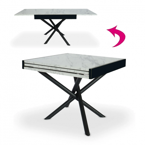 Table carrée 90cm noire extensible à 180cm Livia