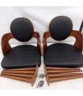 Chaise style scandinave bois foncé et simili cuir noir Galwy - Lot de 2