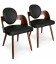 Chaise style scandinave bois foncé et simili cuir noir Galwy - Lot de 2