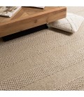 Grand tapis rectangulaire 200x290cm en laine tissée couleur lin CANCUN
