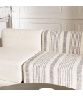 Canapé haut de gamme modulable 6 places coton gris et beige GLORIA