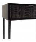 Console meuble en bois massif noir 2 tiroirs motifs sculptés GLORIA