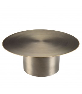 Table basse ronde 80x80cm en métal noir et bordure dorée JIM