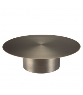 Table basse ronde 120x120cm en métal noir et bordure dorée JIM
