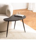 Table dappoint ovale plateau texturé noir mat pieds métal noir JIM