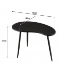 Table dappoint ovale plateau texturé noir mat pieds métal noir JIM