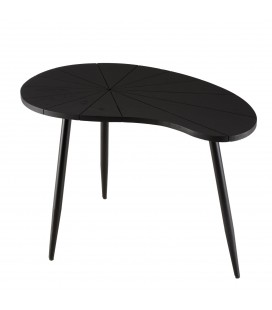 Table d'appoint ovale plateau texturé noir mat pieds métal noir JIM