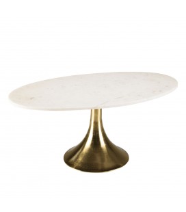 Table basse avec plateau en marbre et pied évasé doré JIM