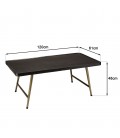 Table basse rectangulaire en aluminium plateau noir pieds dorés DODOMA