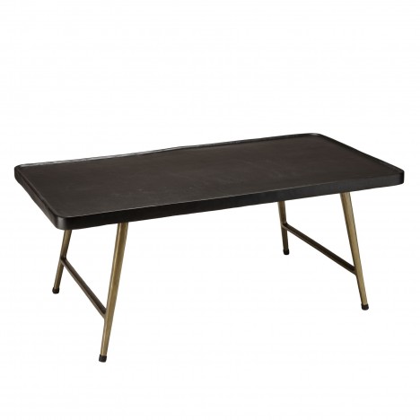 Table basse rectangulaire en aluminium plateau noir pieds dorés DODOMA