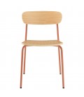 Lot de 2 chaises style écolier en bois de frêne et pieds orange terracotta JUNO