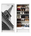 Meuble à chaussures blanc ou noir à rideau déroulant 21 paires Paris EIFFEL - 