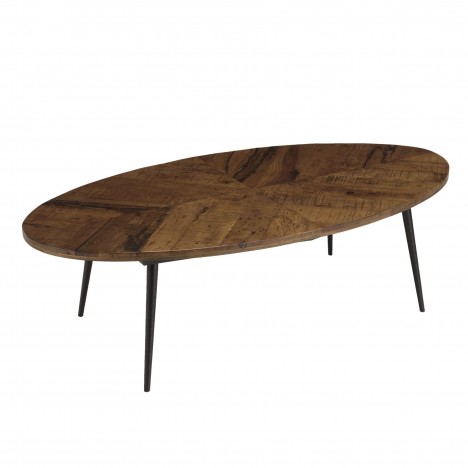Table basse ovale 135x70cm plateau chevrons CINA