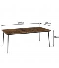 Table à manger rectangulaire 200x100cm bois recyclé CINA