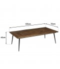 Table basse rect. 135x70cm formes géométriques CINA
