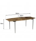 Table à manger bords concaves 200x100cm bois recyclé CINA