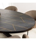 Table ovale 220x110cm effet pierre motifs dorés BESMA