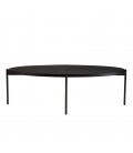 Table basse ovale 131x65cm noire effet pierre pieds en métal BESMA
