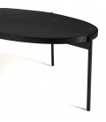 Table basse ovale 131x65cm noire effet pierre pieds en métal BESMA