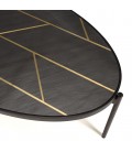 Table basse ovale 131x65cm effet pierre motifs dorés BESMA