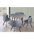 Ensemble table et 4 chaises encastrables en tissu gris ou beige Osly