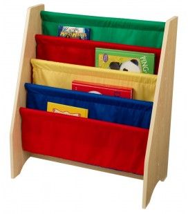 Bibliothèque pour enfants bois et toile souple 4 couleurs