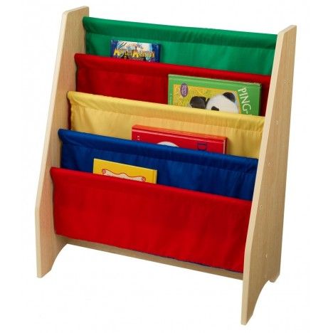 Bibliothèque pour enfants bois et toile souple 4 couleurs - 