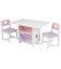 Table et 2 chaises pour petite fille en bois avec rangements pastel - 