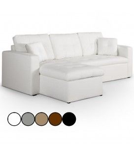 Canapé d'angle gauche ou droite avec coffre - 5 coloris