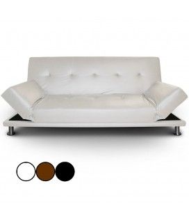 Canapé-lit en simili cuir noir avec pieds inox Liberty
