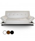 Canapé-lit en simili cuir noir avec pieds inox Liberty - 