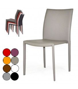 Chaise en simili cuir empilable Simplio - 8 coloris