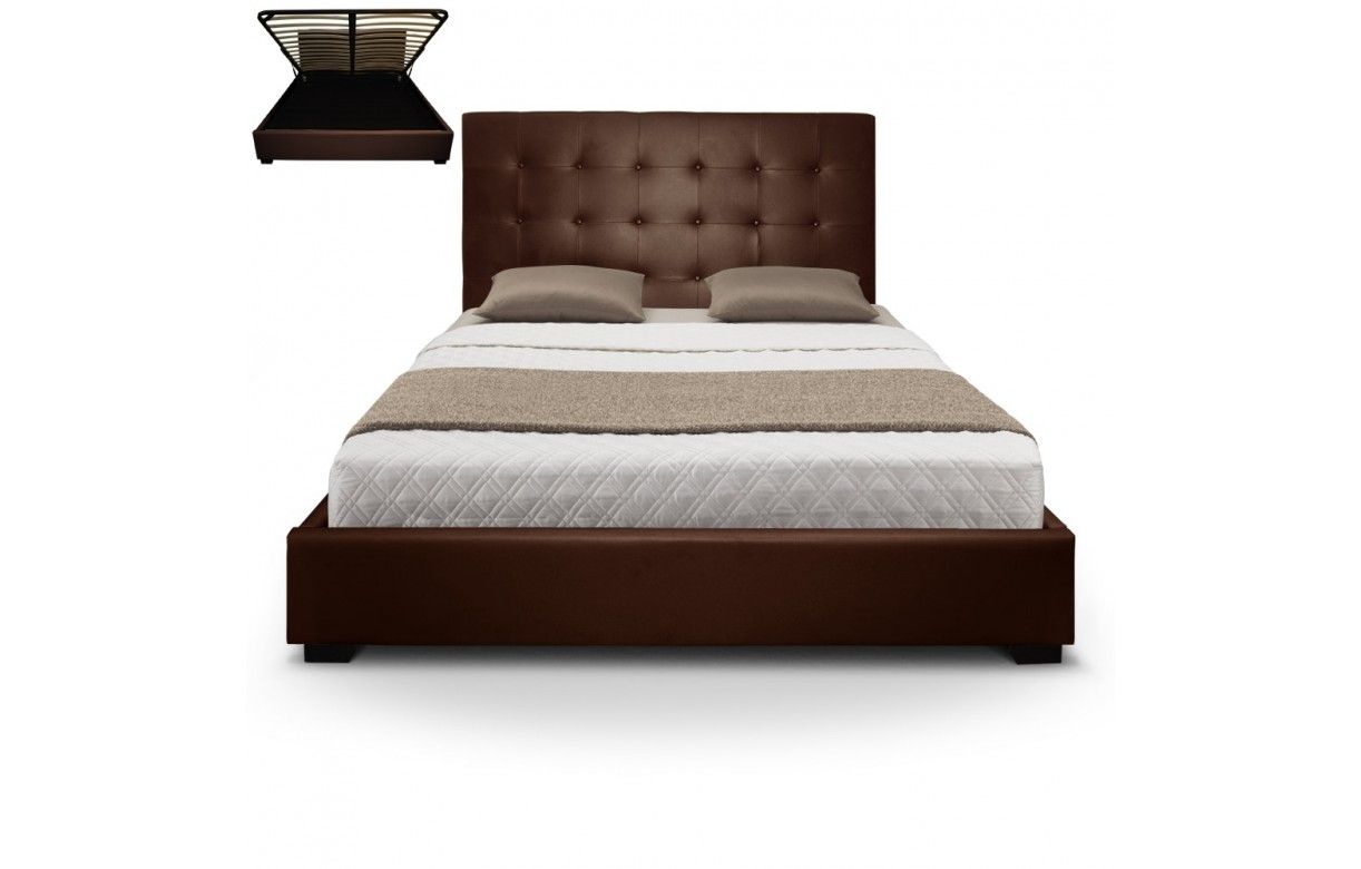 Lit coffre double argent avec sommier relevable 160 cm Trevenos - 6 coloris - Decome Store1222 x 780