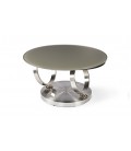 Table basse en verre trempé taupe avec plateaux rotatifs Basila - 