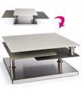 Table basse en verre design taupe 3 plateaux Blankaly - 