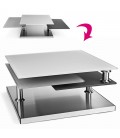 Table basse en verre design gris 3 plateaux Blankaly - 