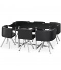 Ensemble table et 6 chaises encastrables en simili cuir - 3 coloris - 