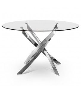 Table design en verre transparent ou noir avec pieds torsadés Croizy - 