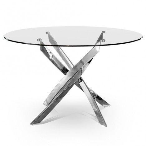 Table design en verre transparent ou noir avec pieds torsadés Croizy - 